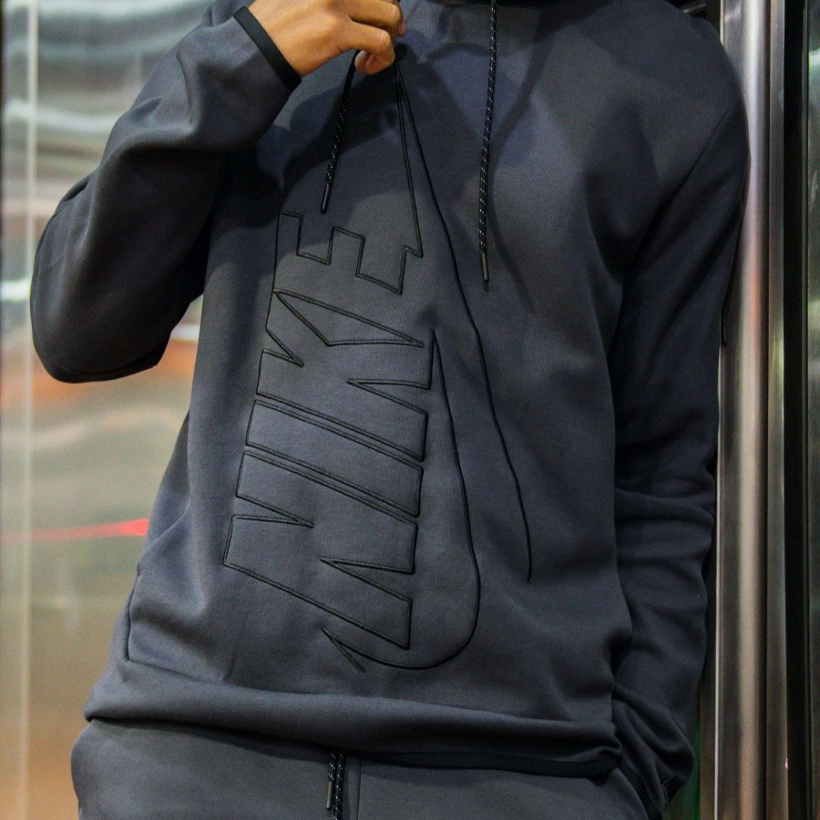 Men'S Hoodies * | Nike Tech Fleece Graphic Pullover Hoodie Dark Grey