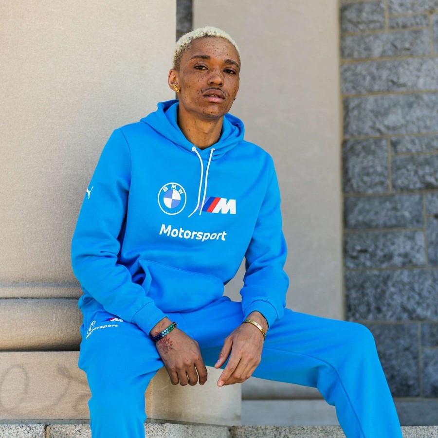 Men'S Hoodies * | Puma Bmw M Motorsport Essentials Fleece Pullover Hoodie Ocean Dive