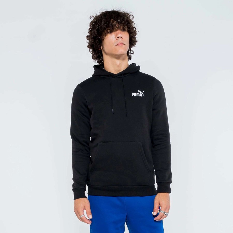 Men'S Hoodies * | Puma Essential Embroidery Logo Hoodie Puma Black