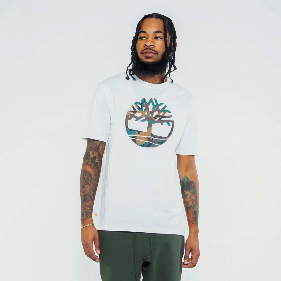 Men'S Tees * | Timberland Outdoor Heritage Camo Tree Logo Tee White