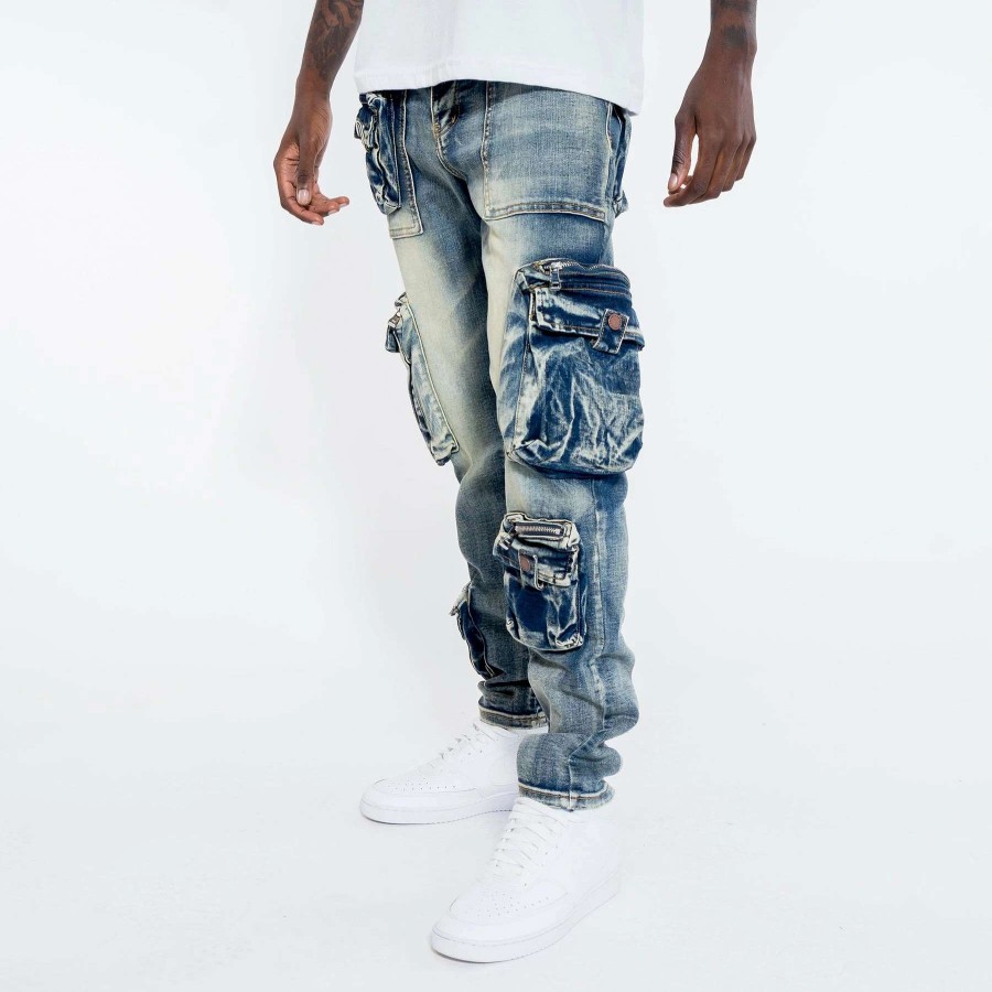 Men'S Jeans * | Valabasas Fighter Cargo Denim Jean Blue