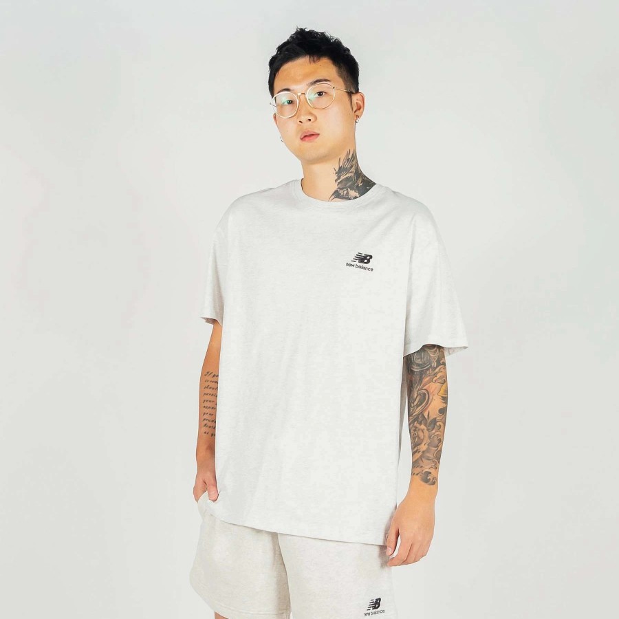 Men'S Tees * | New Balance Uni-Ssentials Cotton Tee Sea Salt Heather