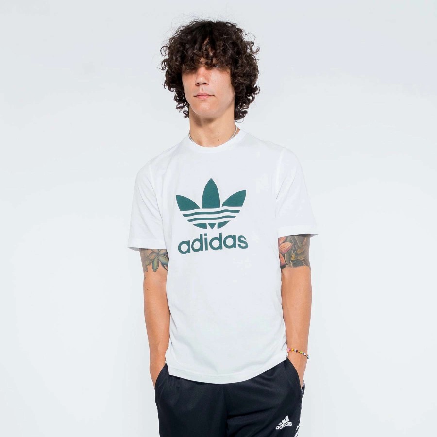 Men'S Tees * | Adidas Adicolor Classics Trefoil Tee White/Mineral Green