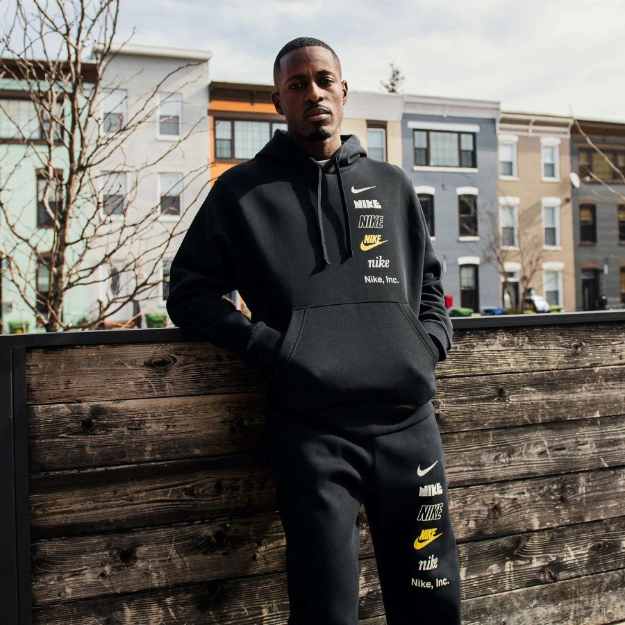 Men'S Hoodies * | Nike Sportswear Stacked Logo Pullover Hoodie Black