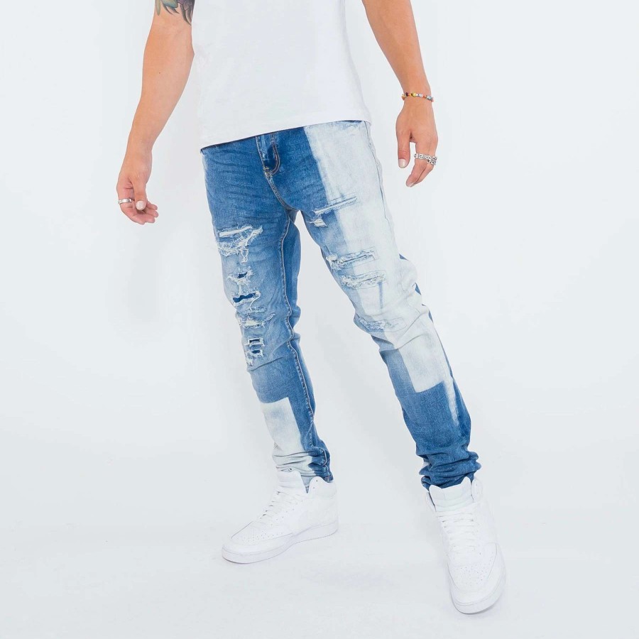 Men'S Jeans * | Crysp Denim Mesh Denim Jeans Blue