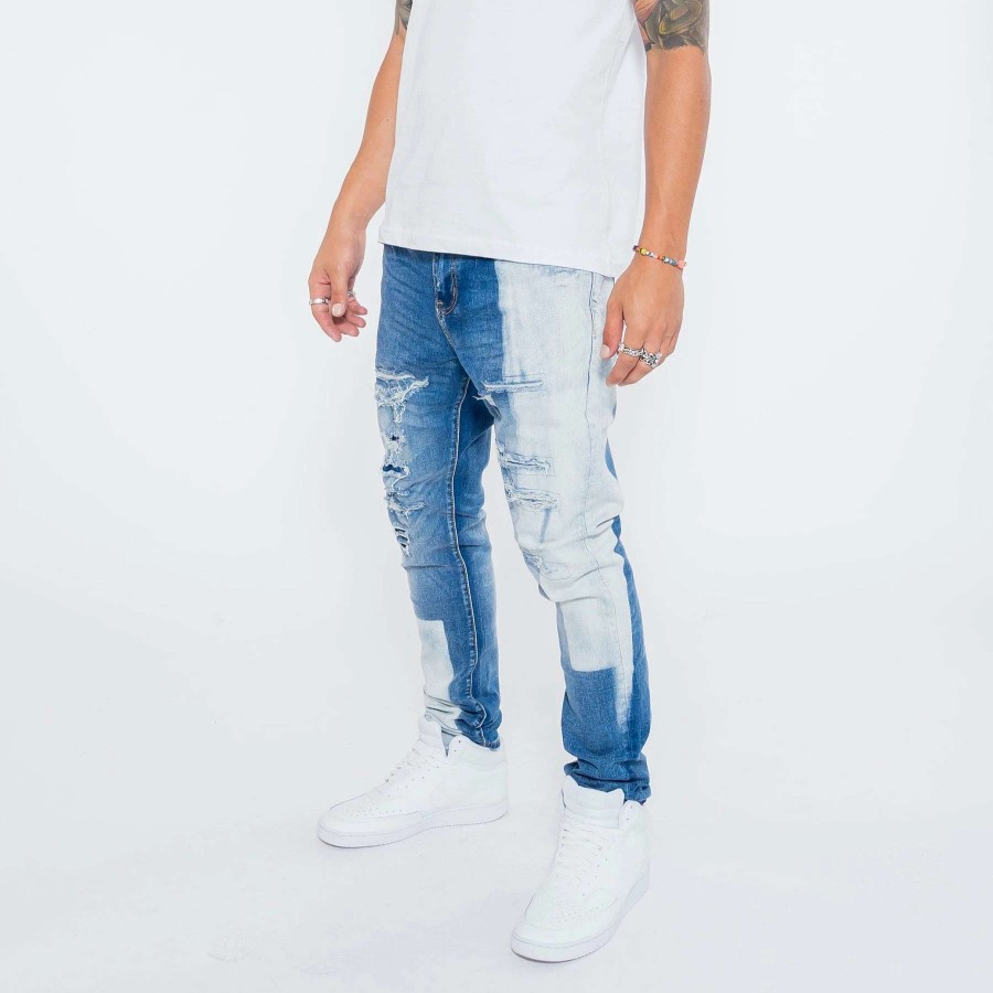 Men'S Jeans * | Crysp Denim Mesh Denim Jeans Blue