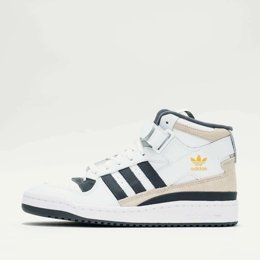 Men'S Sneakers * | Adidas Forum Mid Cloud White/Grey Five/Gold Metallic