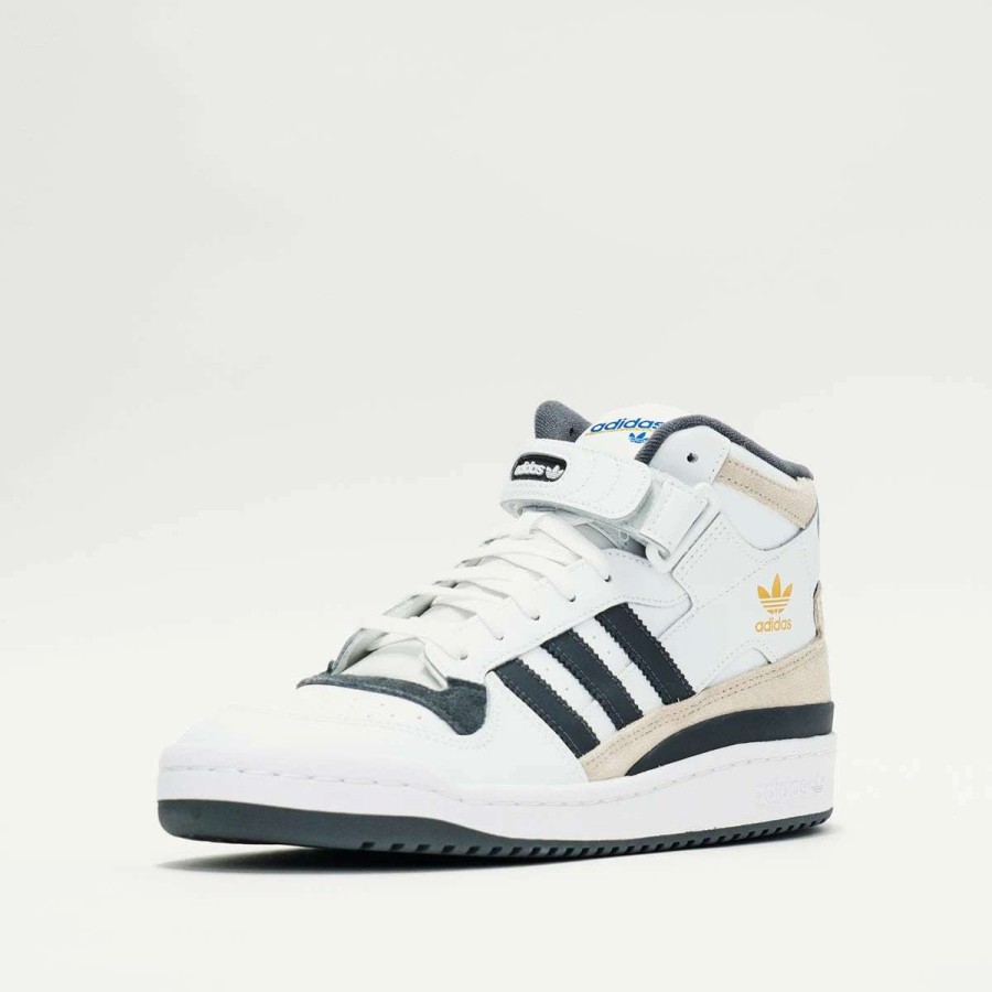 Men'S Sneakers * | Adidas Forum Mid Cloud White/Grey Five/Gold Metallic