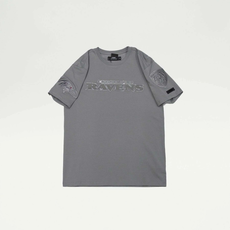 Men'S Tees * | Pro Standard Nfl Baltimore Ravens Triple Grey Logo Pro Team Tee Grey