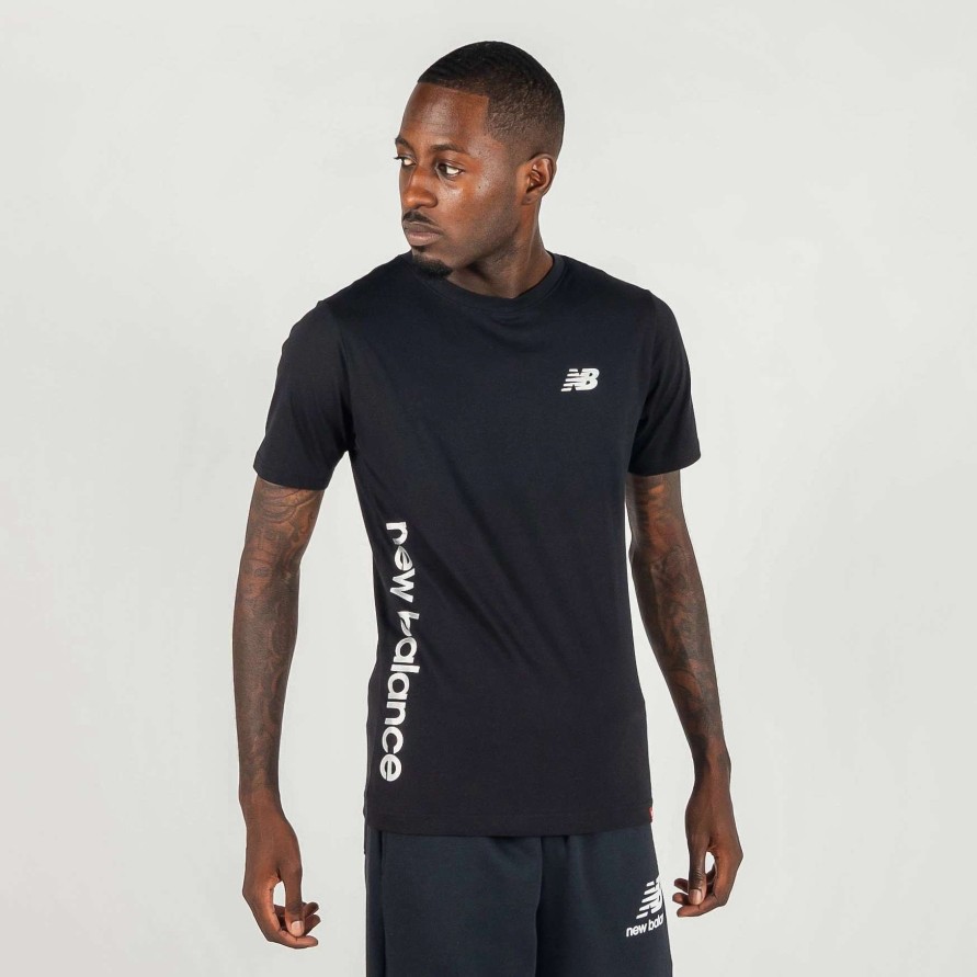 Men'S Tees * | New Balance Essentials Metallic Logo Tee Black