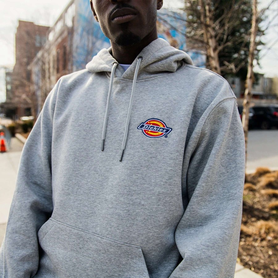 Men'S Hoodies * | Dickies Fleece Embroidered Chest Logo Hoodie Heather Gray