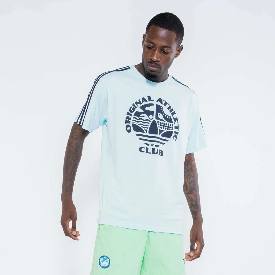 Men'S Tees * | Adidas Original Athletic Club 3-Stripe Graphic Tee Almost Blue